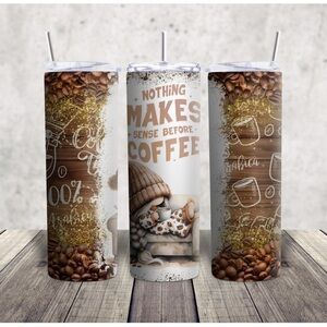 Coffee-Themed Tumbler with Straw